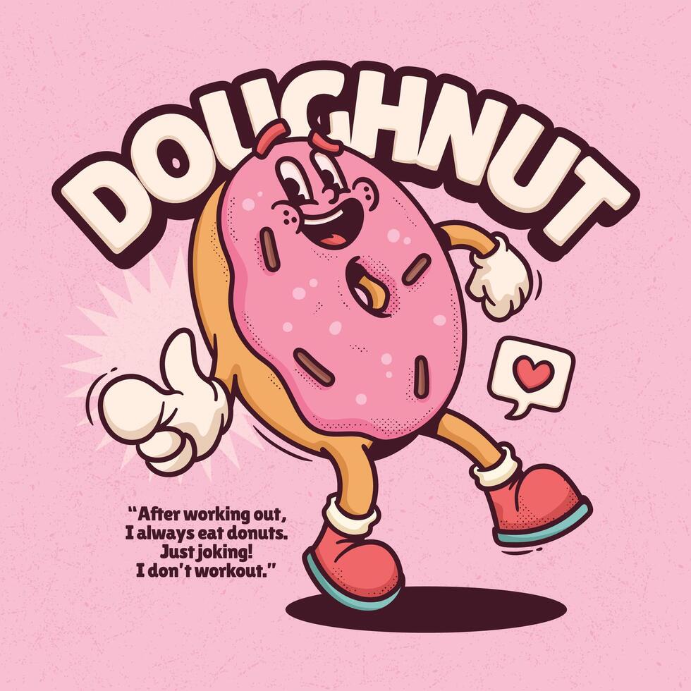 Cute donut cartoon character pointing the way to success vector