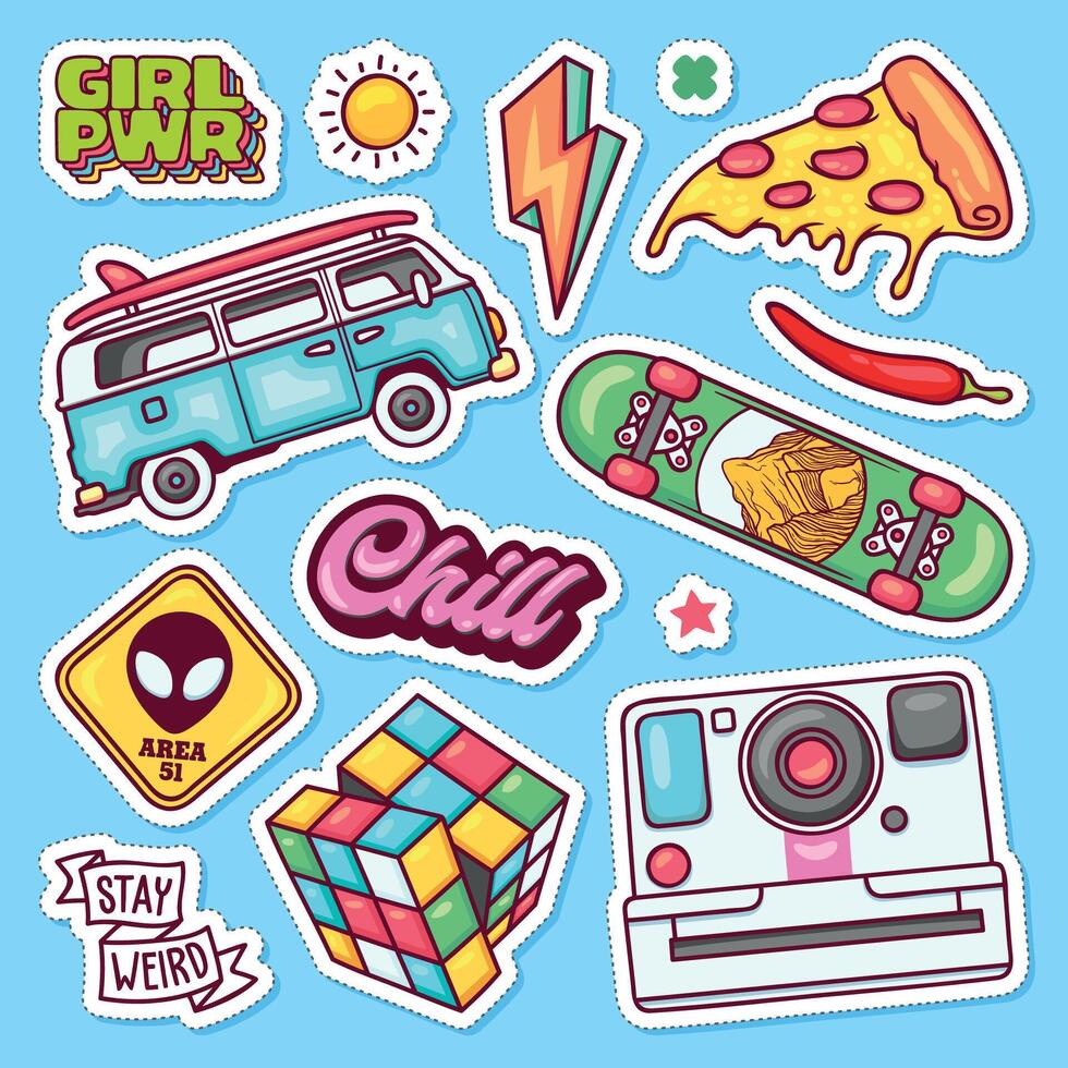 Unique Full-Color Sticker Pack Designs vector