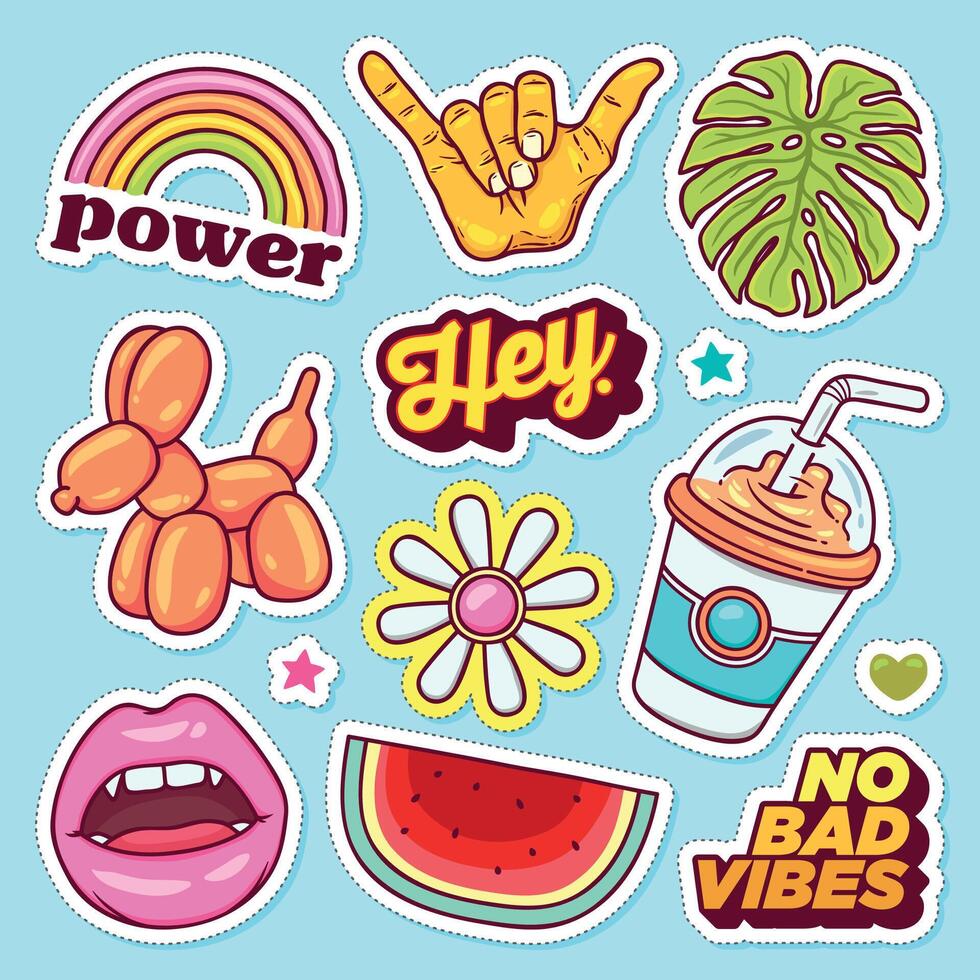 Stylish and Modern Sticker Collection Set vector