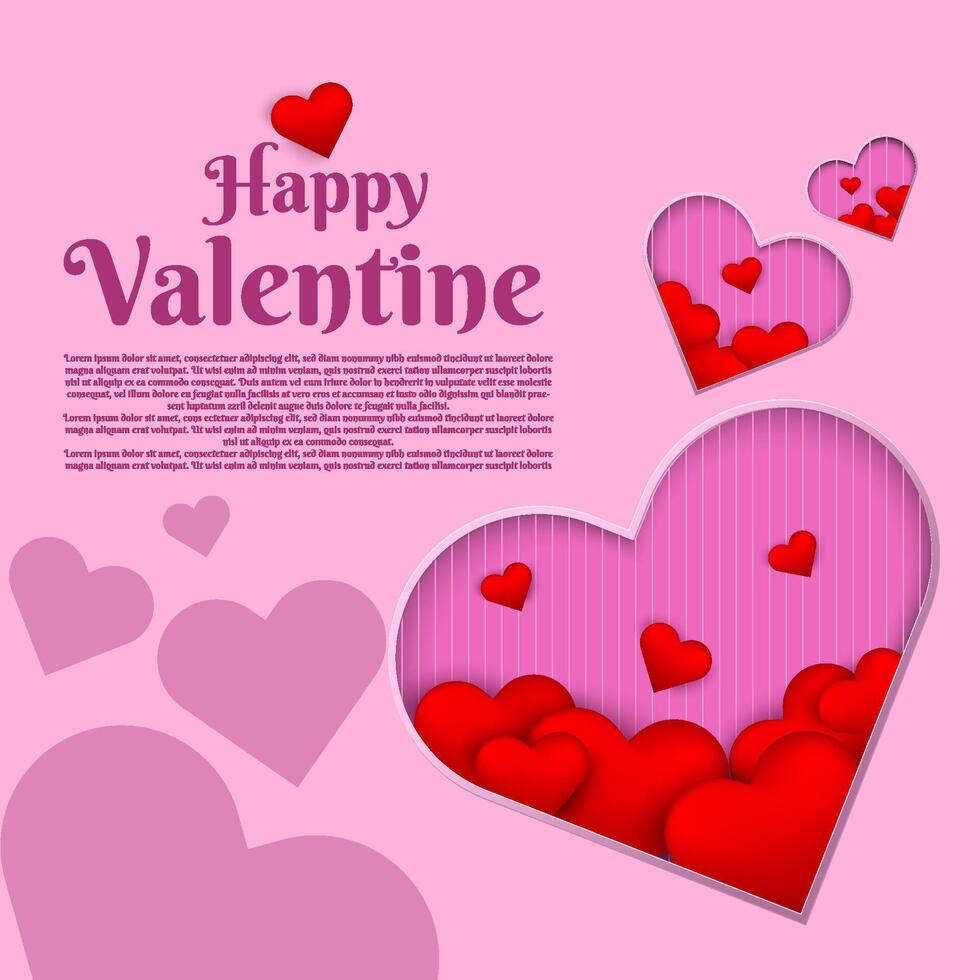 Stylish frame hearts background for valentines day vector