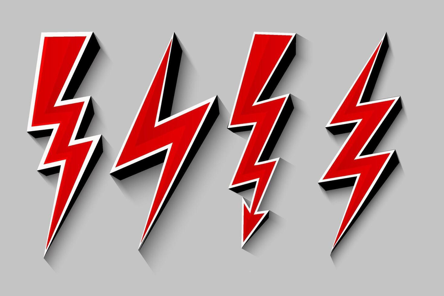 Red lightning icons on gray illustration vector