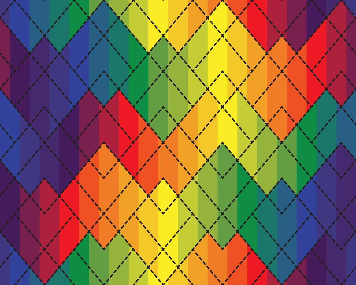 Pride Rainbow Dashed Line Repeat Pattern Background Wallpaper vector