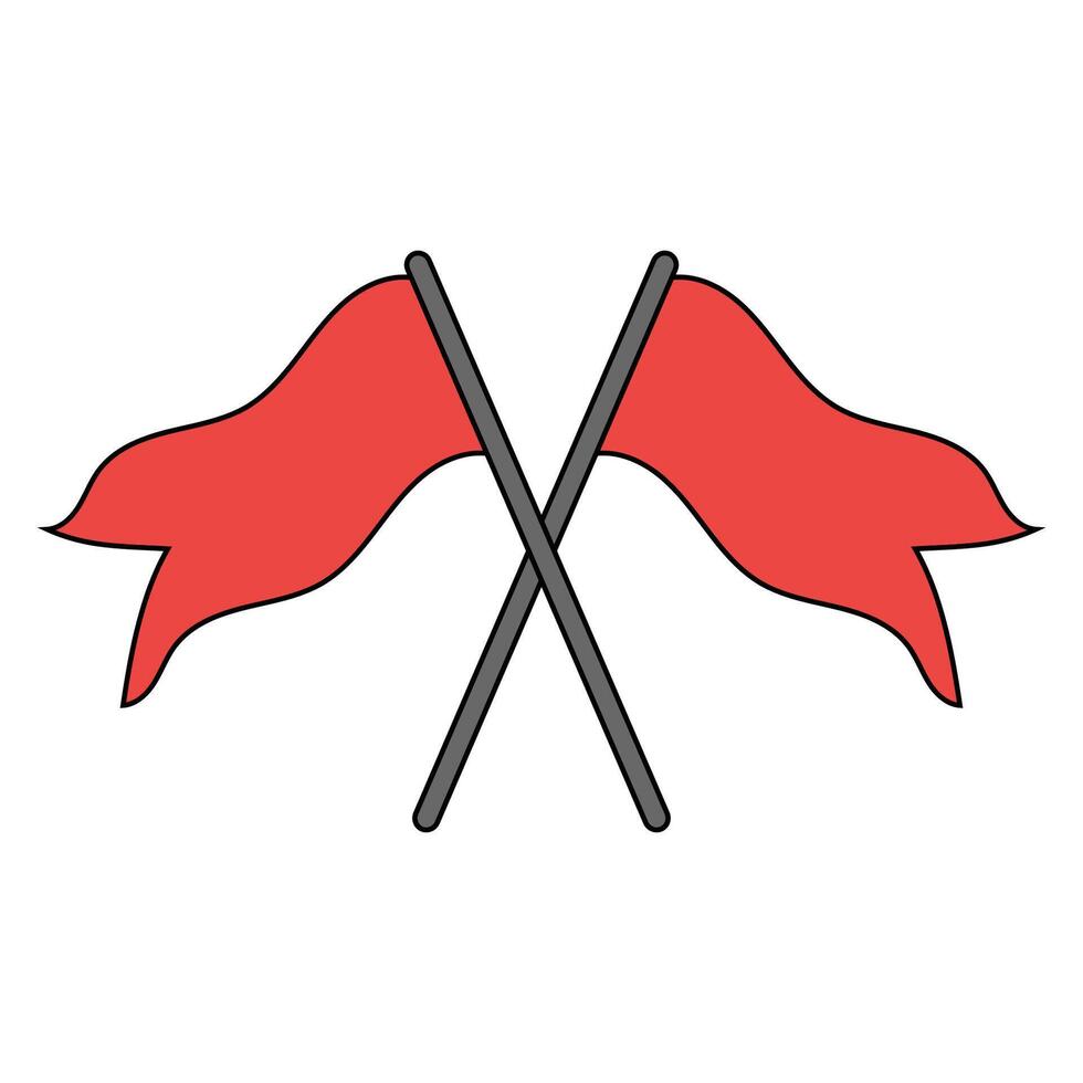 Two Crossed Red Flags Waving in the Wind vector