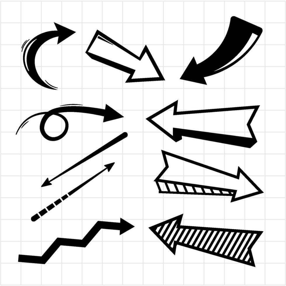 Pack of hand-drawn arrows vector