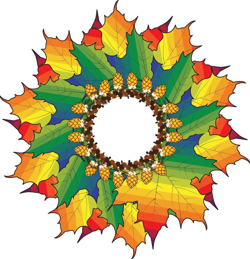 Rainbow Maple Leaf Flower Circle vector