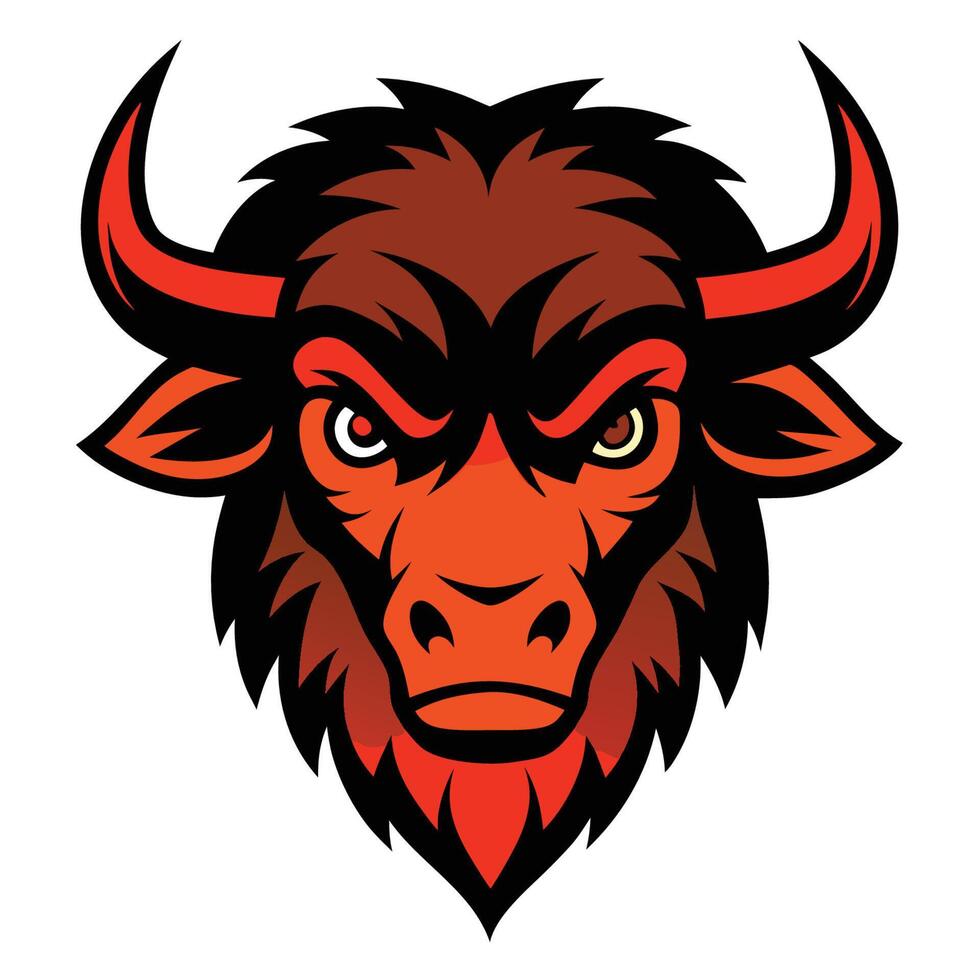 Bull Line Art Logo Black and White vector