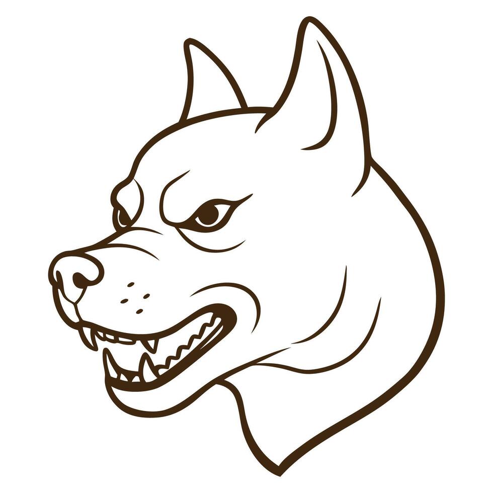 Angry Dog Head Black and White Art vector