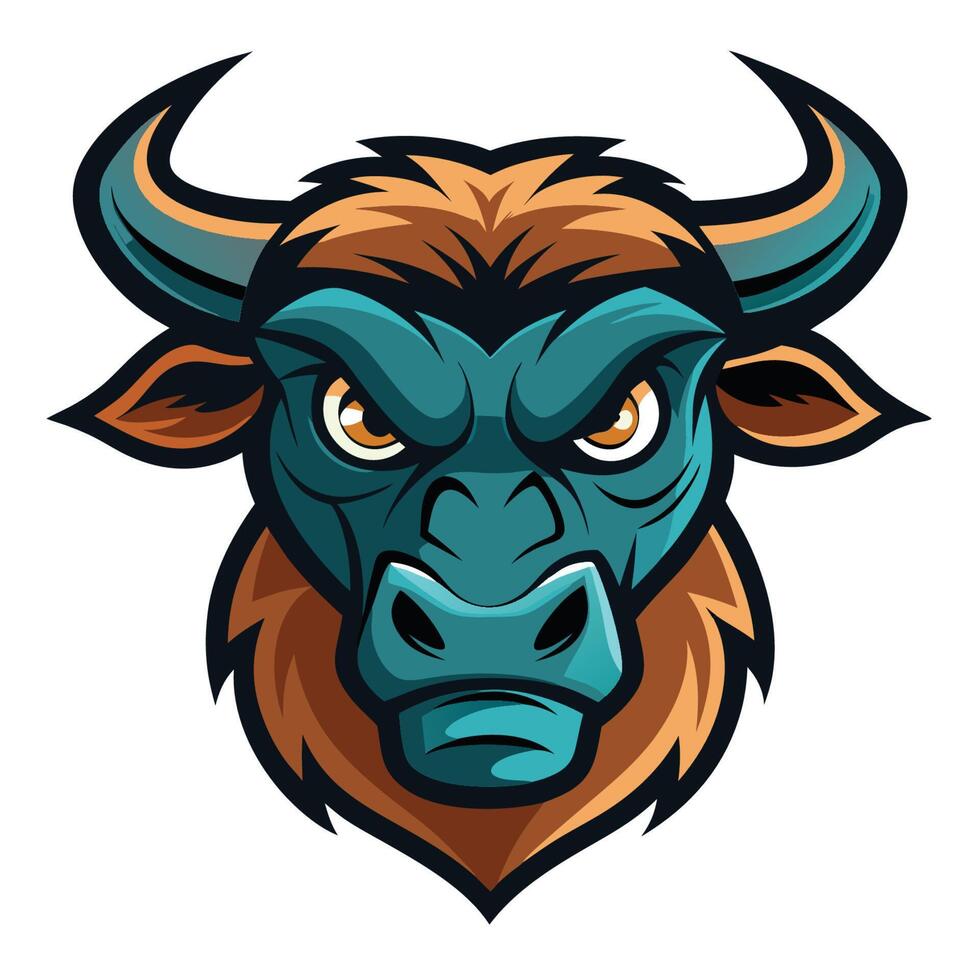 Abstract Bull Line Art in Black and White vector