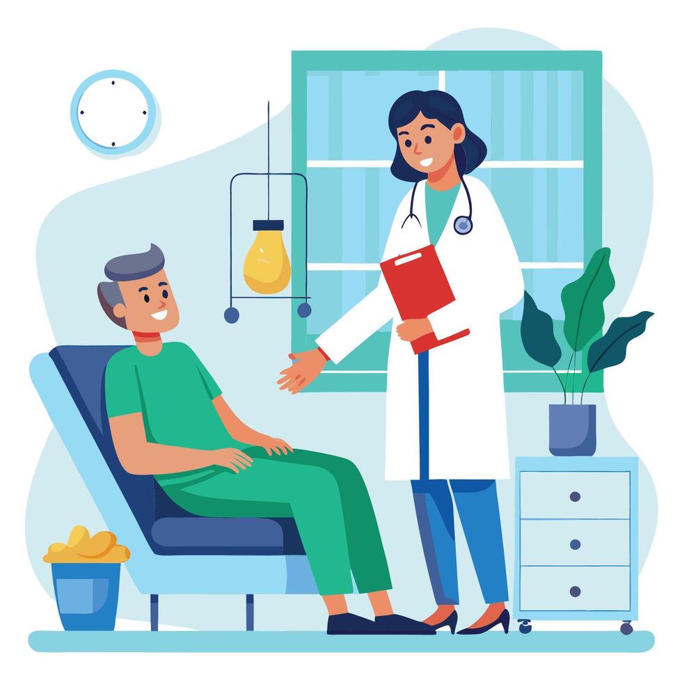 A Day in the Life of a Doctor and Patient at the Clinic vector