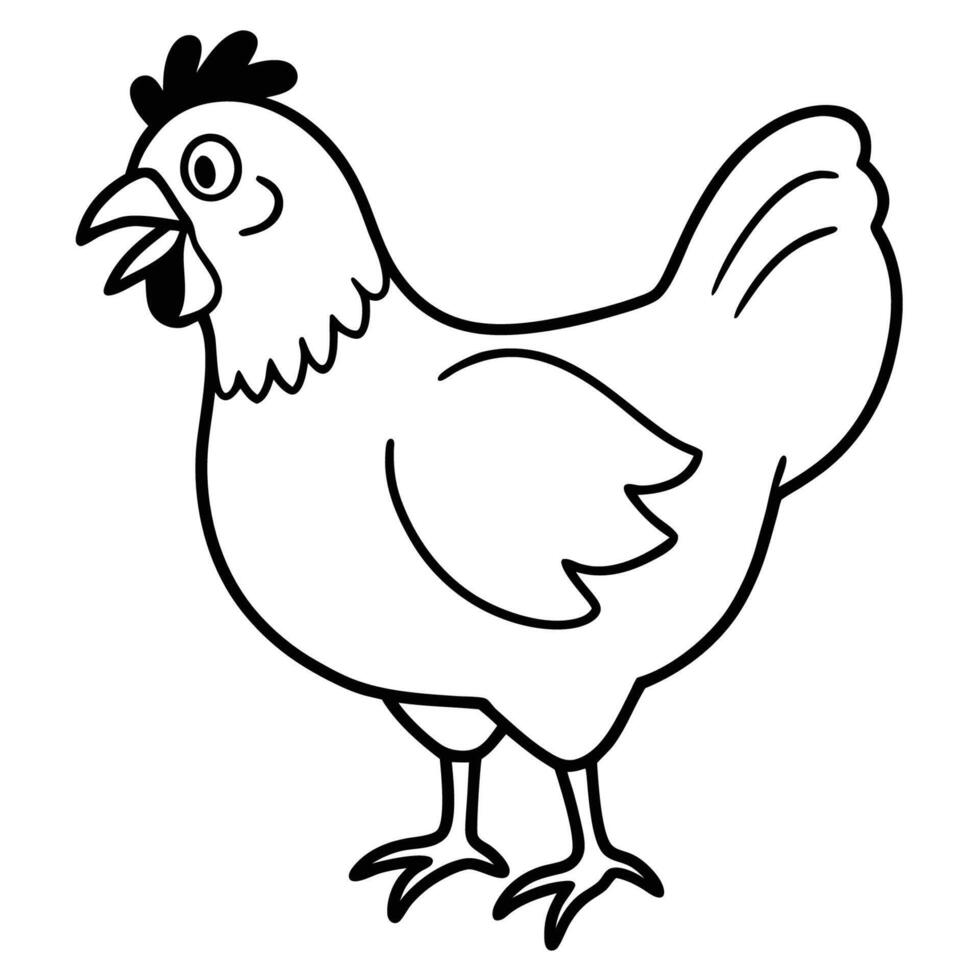 Chicken in Simple Doodle Style on White vector