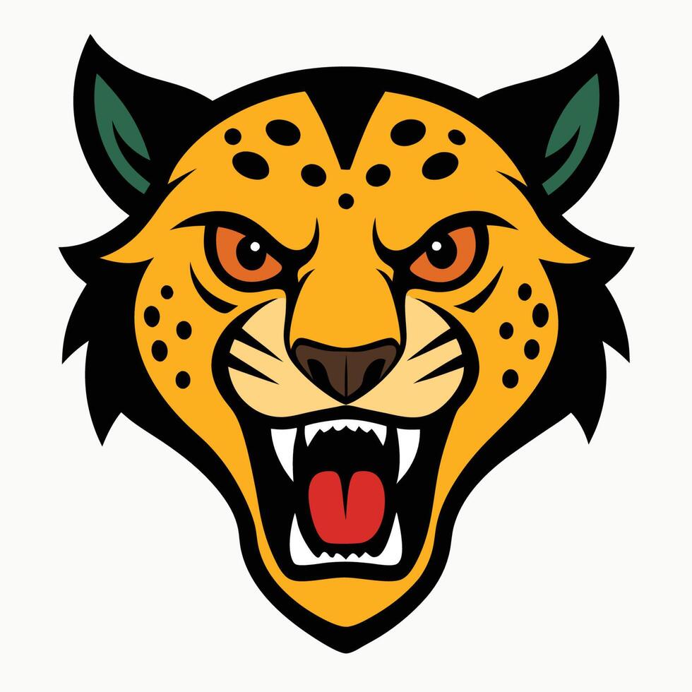 Fierce Expression of a Wild Leopard vector