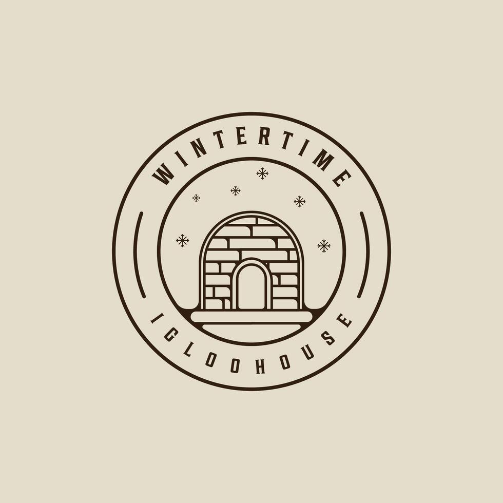igloo house winter logo line art simple illustration template icon graphic design. traditional house of eskimo people sign or symbol building culture with circle badge emblem concept vector