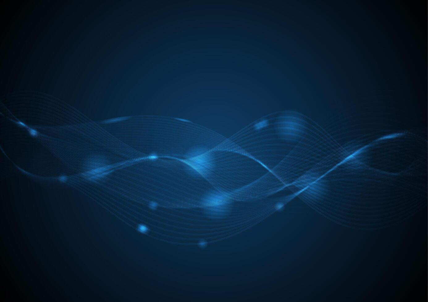 Dark blue glowing waves background vector
