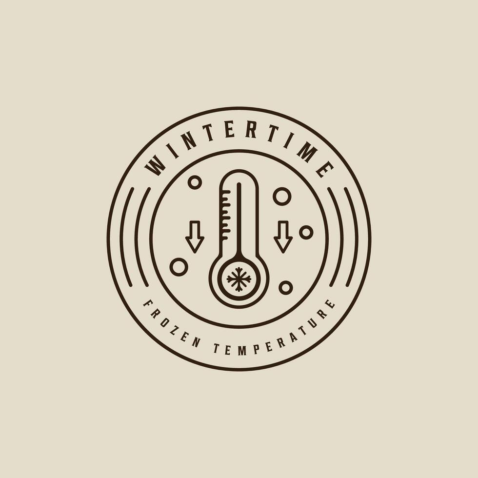Weather temperature thermometer logo line art simple illustration template icon graphic design. wintertime equipment sign or symbol for frozen concept with circle badge emblem vector