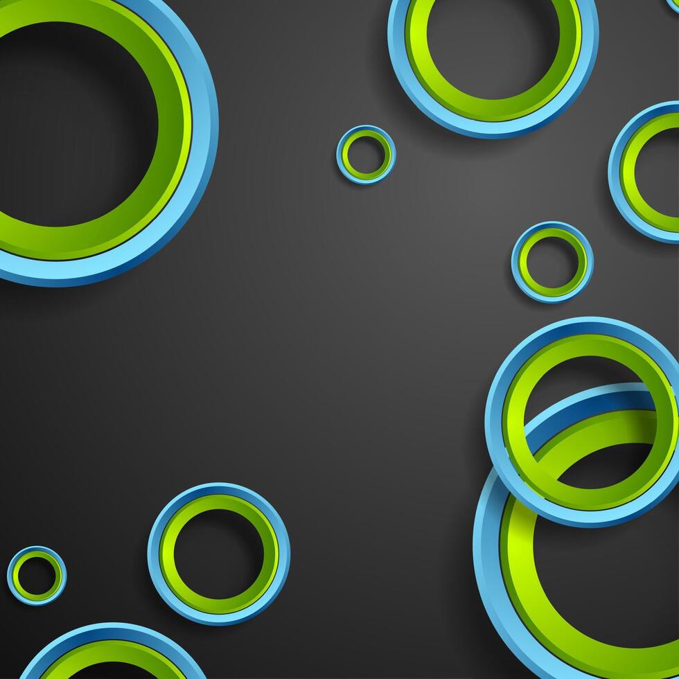 Green and blue circles geometric background vector