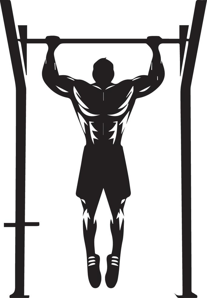 Man using a pull up bar vector