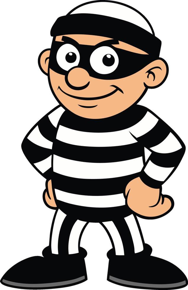 A cartoon thief in a striped outfit vector