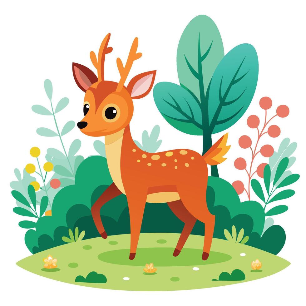 Printable Cute Deer Coloring Outline vector