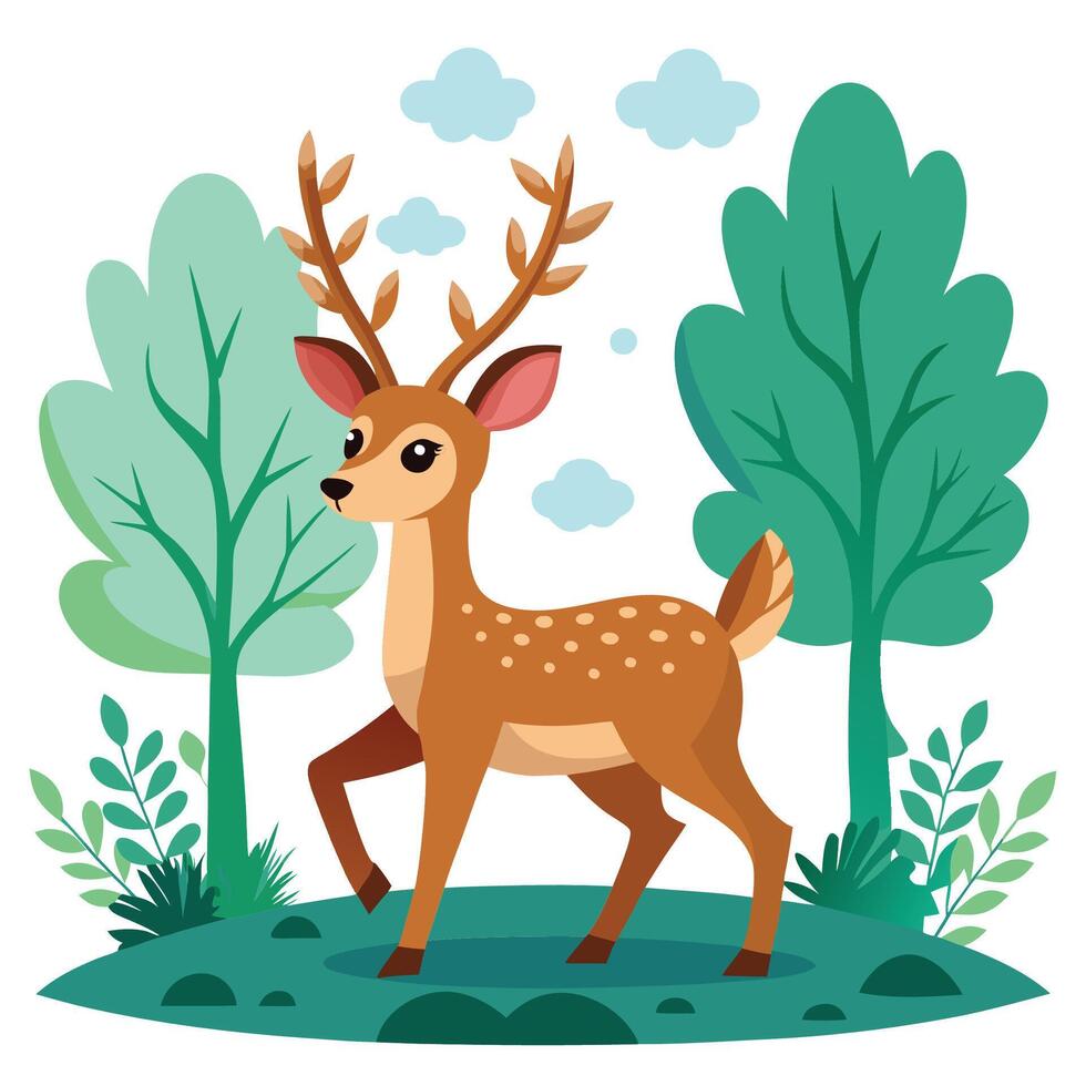 Adorable Cartoon Deer with Big Eyes vector