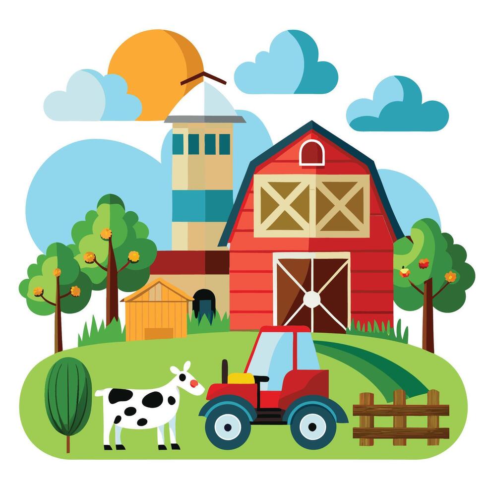 The Art of Farm Scene Planning vector