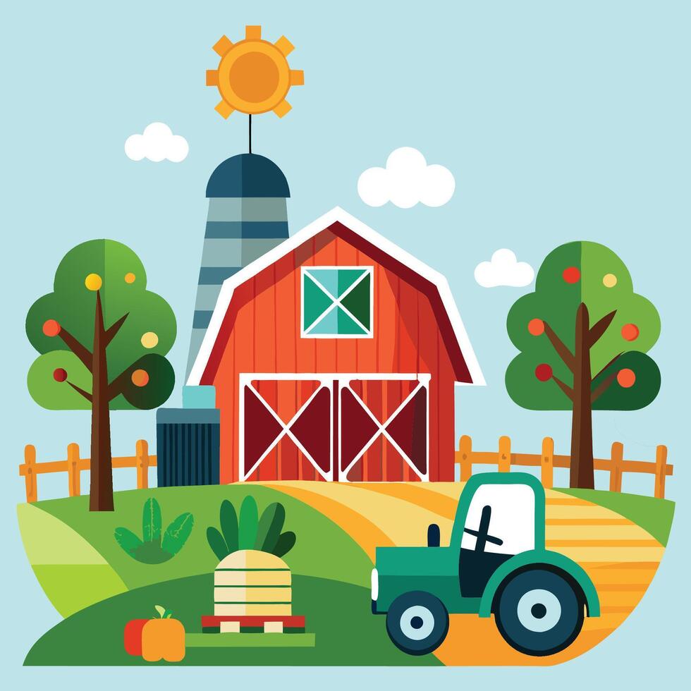 Essentials of Farm Scene Design vector