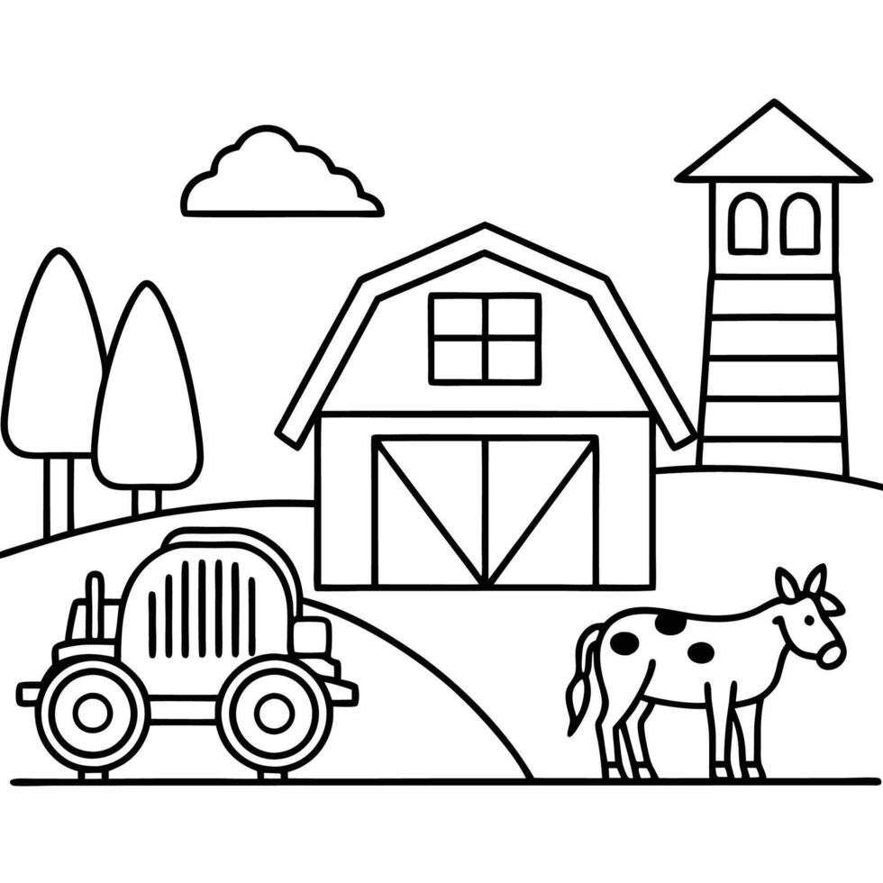 Farm Scene Landscape Design Ideas vector