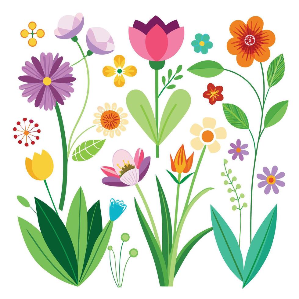 Garden Flowers in Full Bloom vector