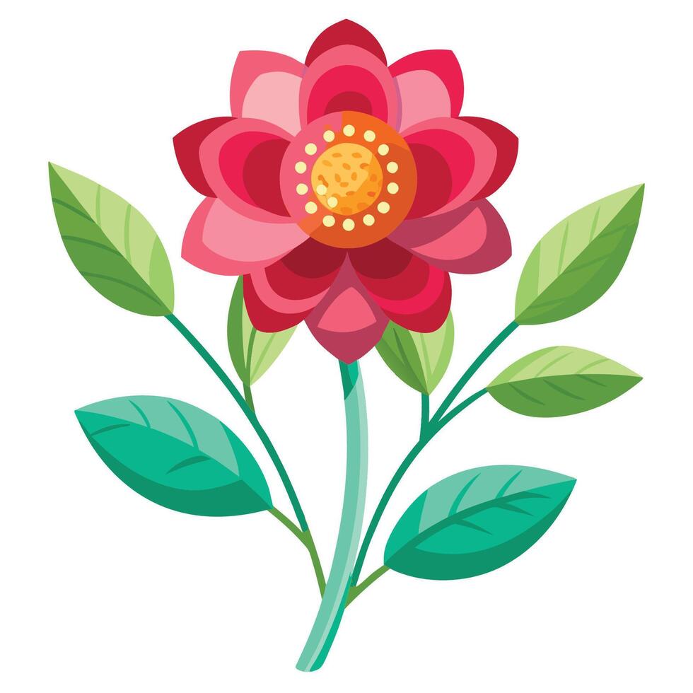 Summer Flower with Green Leaf vector