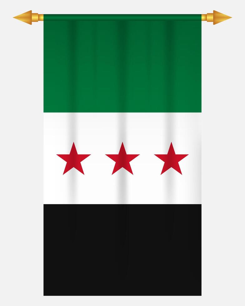 New syria flag 3 stars vertical football pennant vector