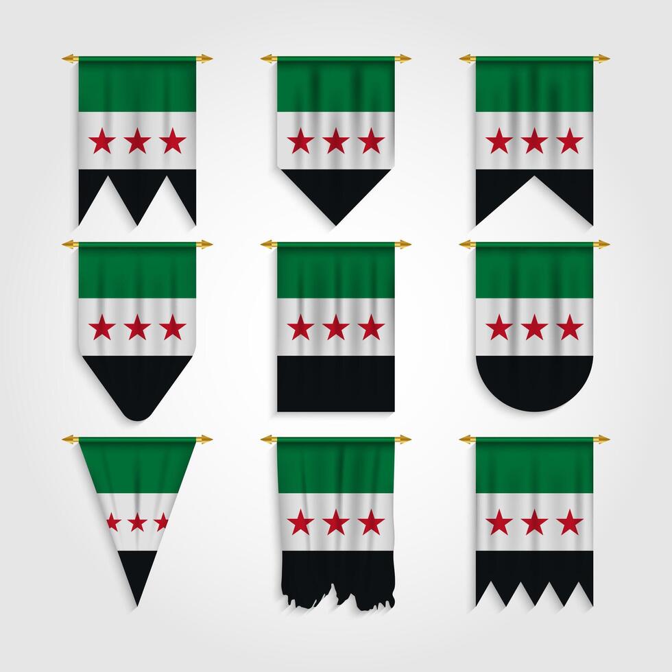 New syria flag 3 stars in different shapes vector