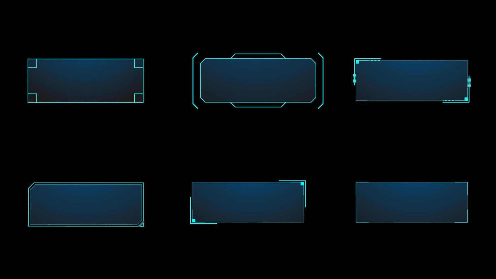 illustration of technology box, futuristic callout title banner, and digital frame boxes. HUD screen or textbook blue simple vector