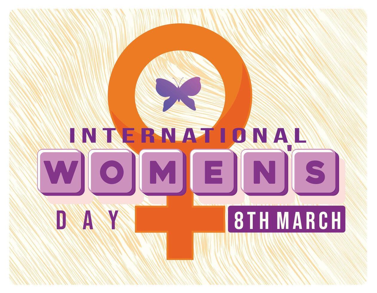 Celebration of International Women's Day on March 8 with butterfly symbols and graphics. vector