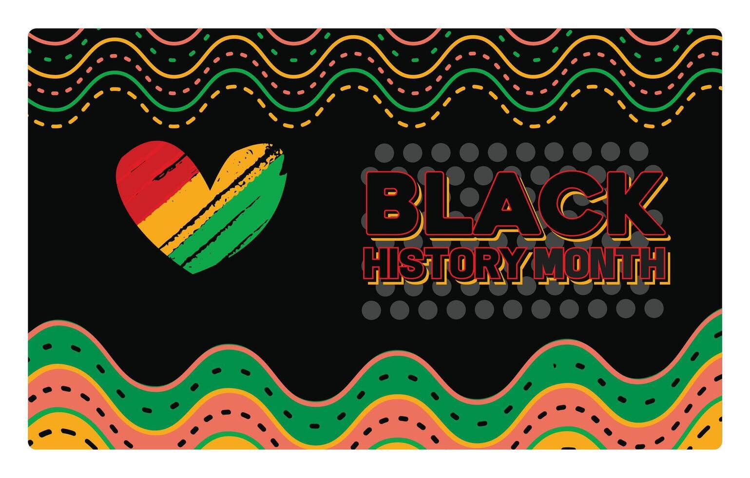 Black History Month celebration in February with hearts and colorful patterns. vector