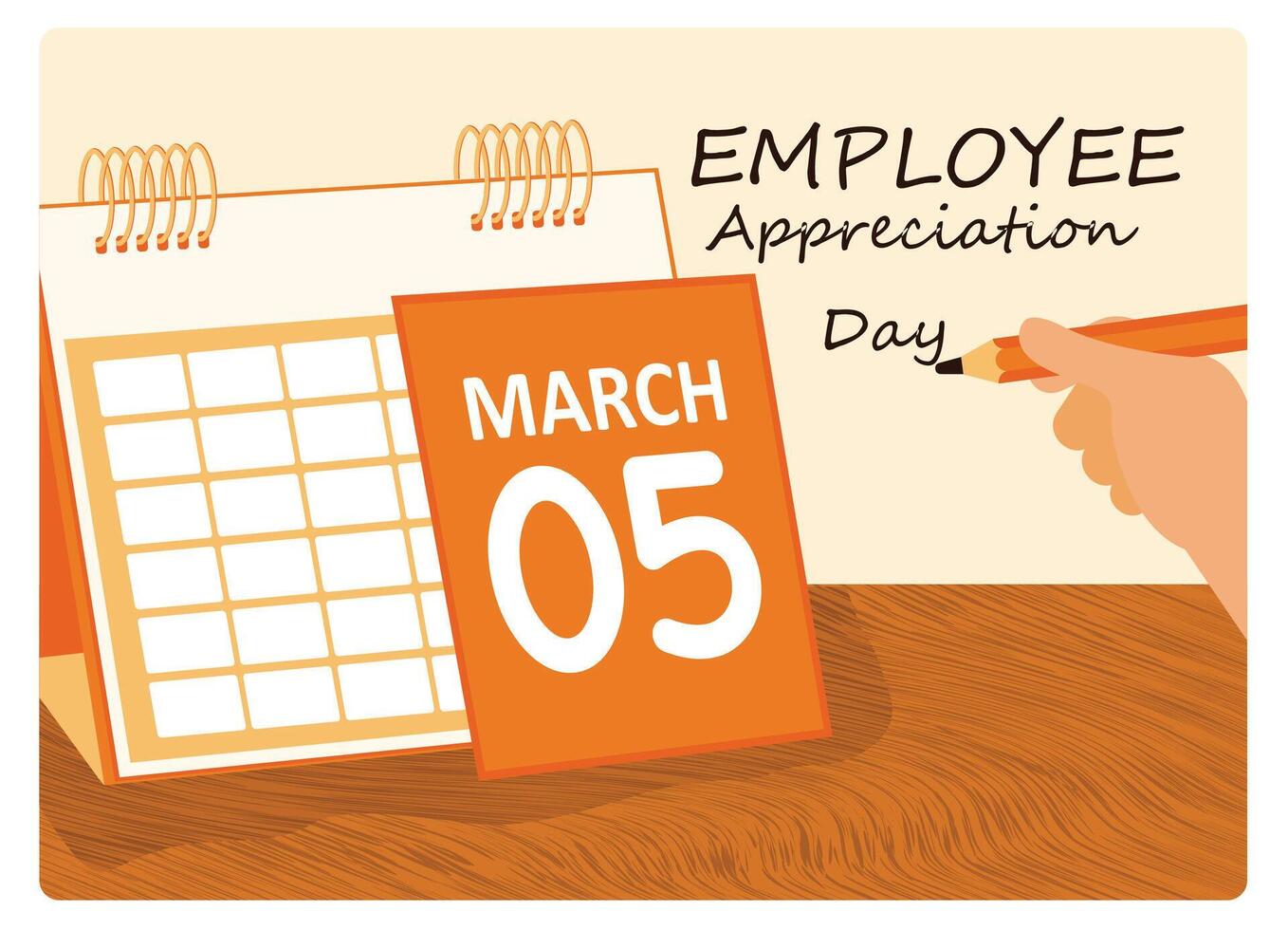 Calendar to mark Employee Appreciation Day on March 5. vector