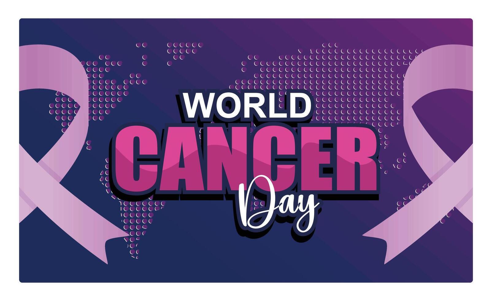 February 4th World Cancer Day banner with pink ribbon. vector