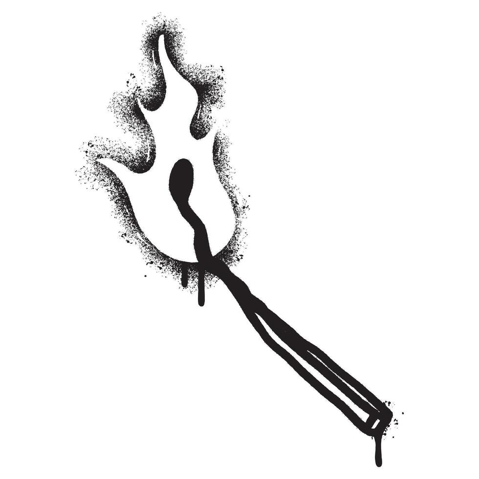Spray Painted Graffiti Burning match isolated on white background. vector