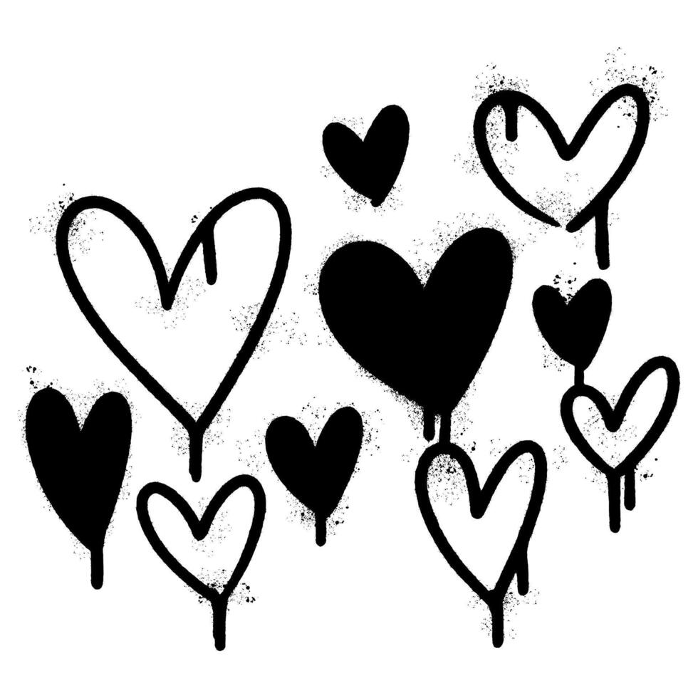 Spray Painted Graffiti heart icon Sprayed isolated with a white background. graffiti love icon with over spray in black over white. vector