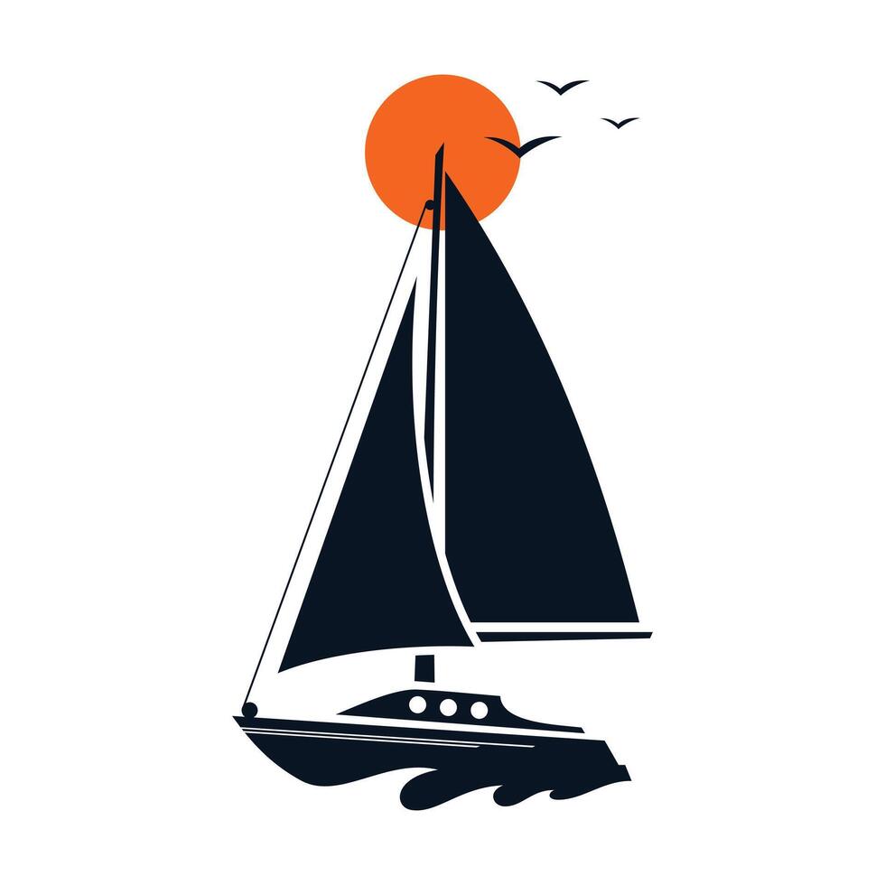 Silhouette Sailboat for brand identity boating business vector
