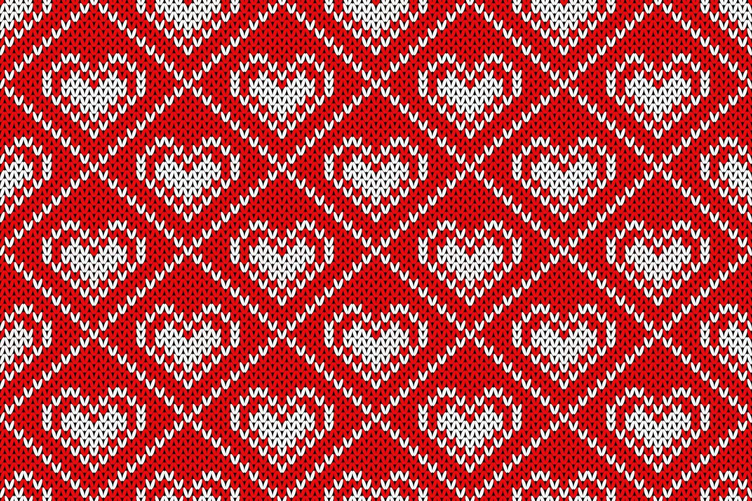White Heart Knitting Pattern, Festive Sweater Design. Seamless Knitting Pattern, Christmas Concept. vector