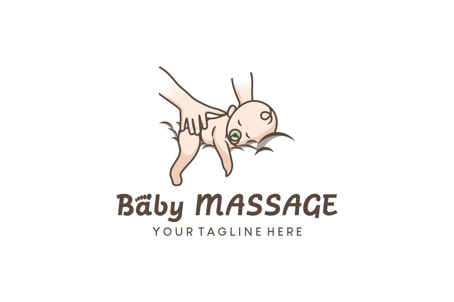 Health baby massage logo design, illustration of hands massaging a baby's body vector