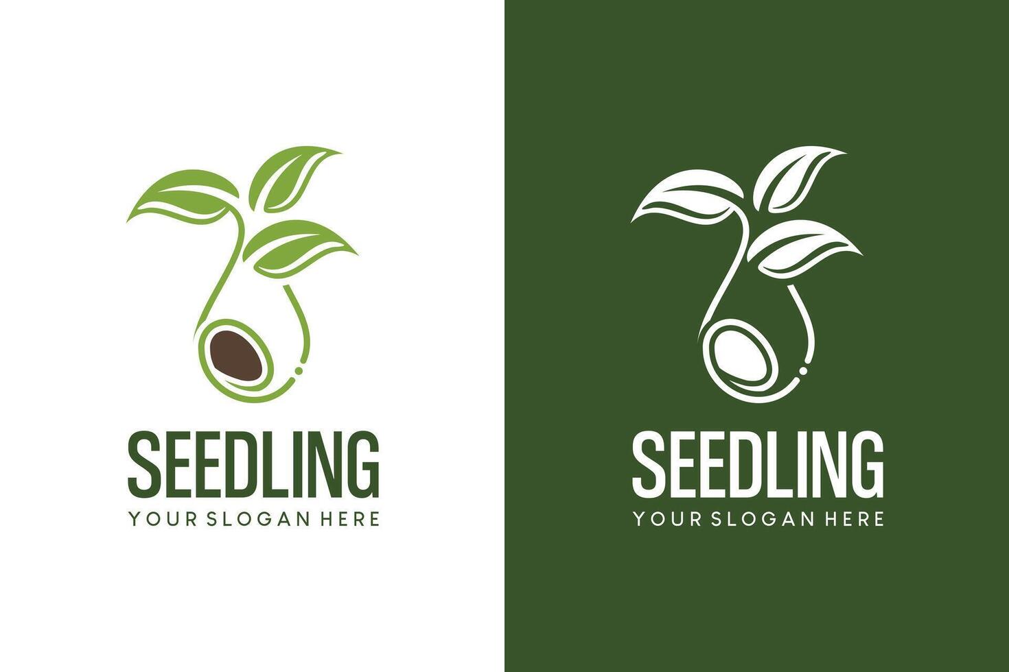 illustration of natural green seed logo icon design in a drop symbol vector