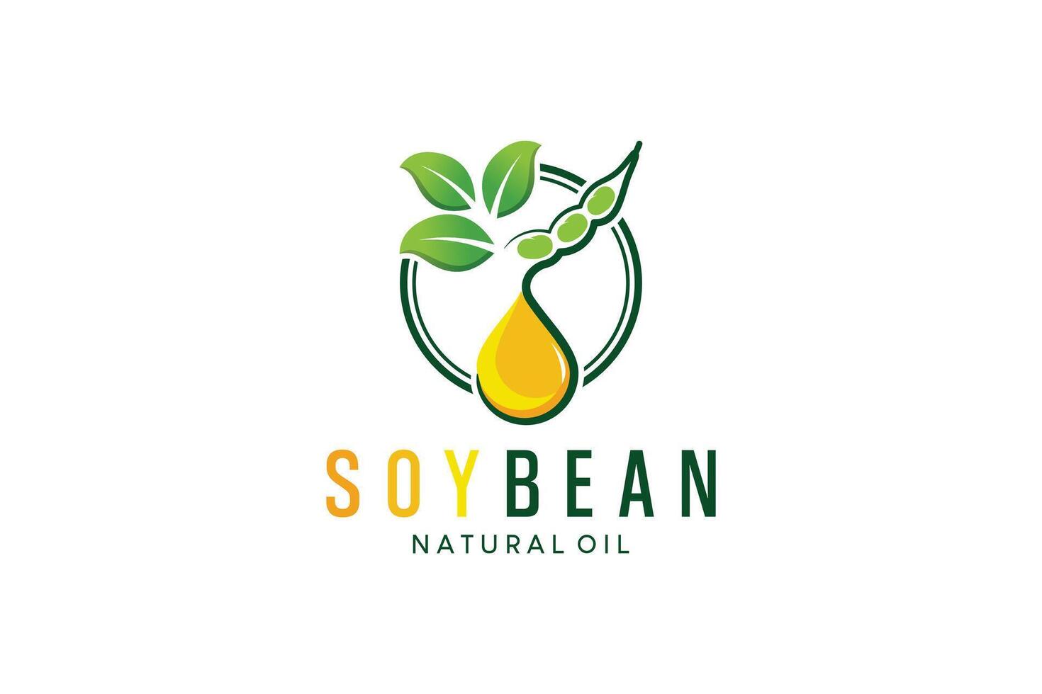 Natural soybean oil logo design illustration vector