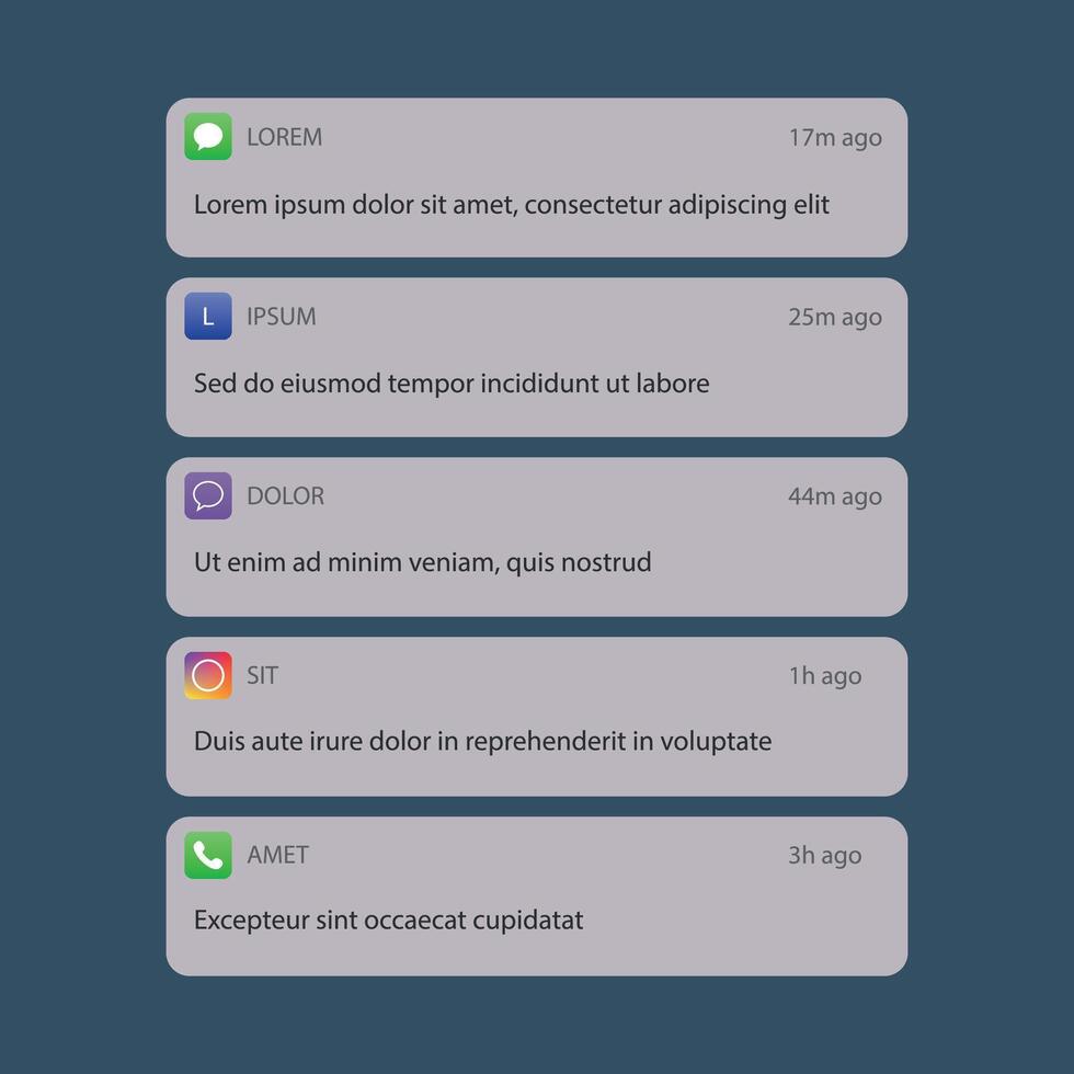Popup Missed Notification template. Messaging App Conversation vector