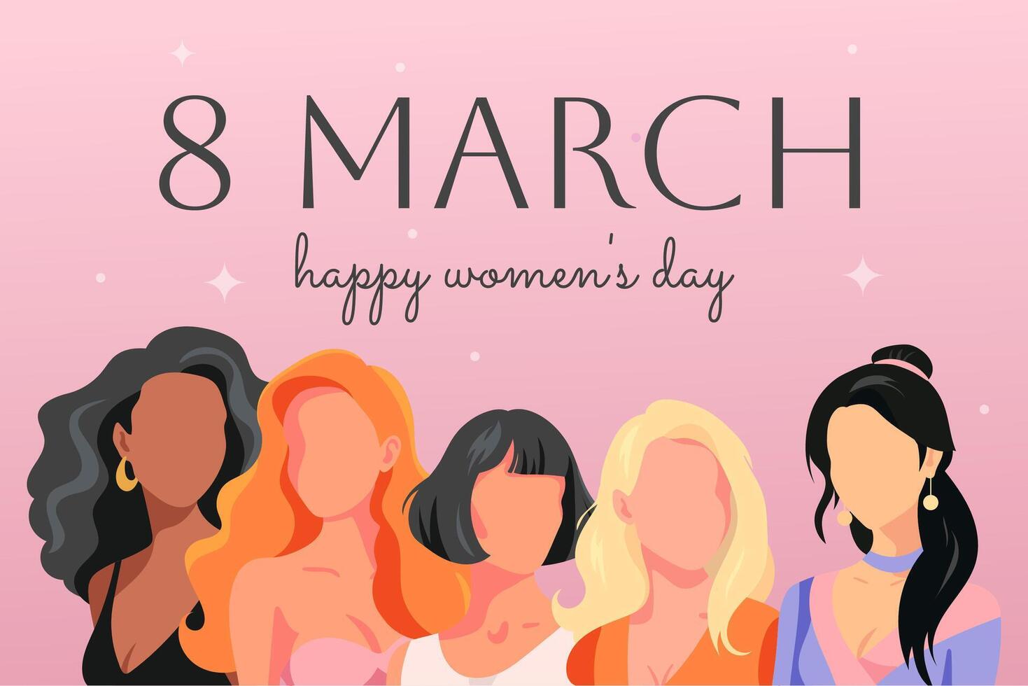 Web banner, poster for march 8, international womens day. Pink background vector