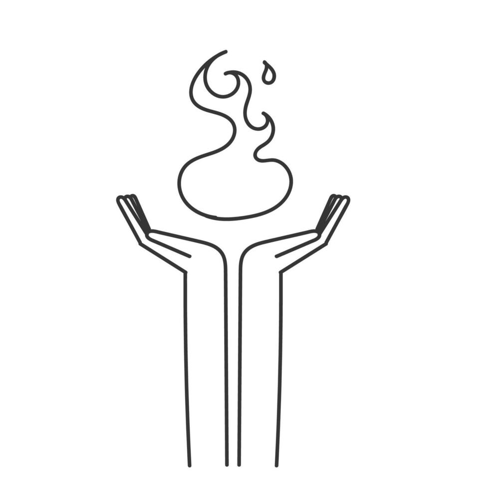 a hand holding a burning with a flame coming out of it vector