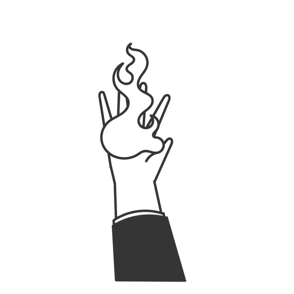 a hand holding a flame icon on a white background vector