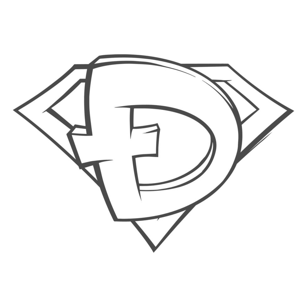 Dogecoin Chest Linear Badge For Coloring. vector