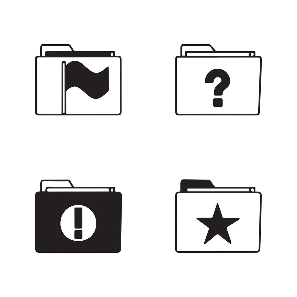 Storage Folder Line Icons Pack vector
