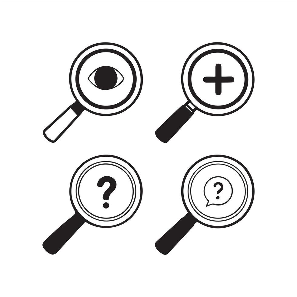 Magnifying Glass Icons Collection vector