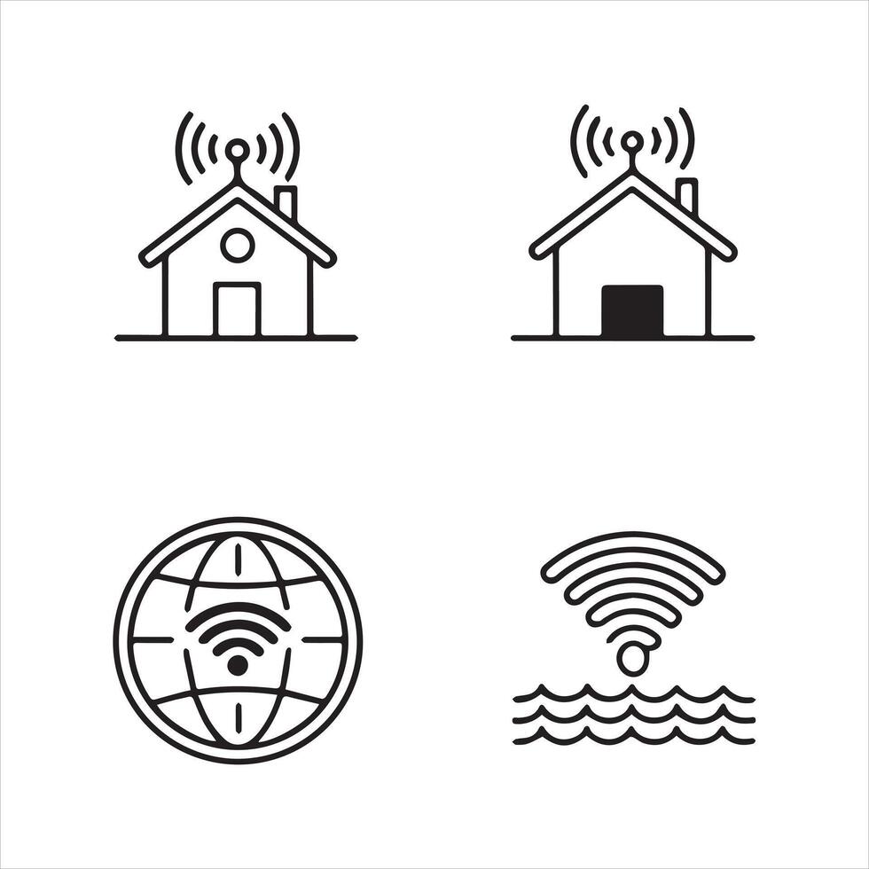 Internet and Network Line Icons Set vector